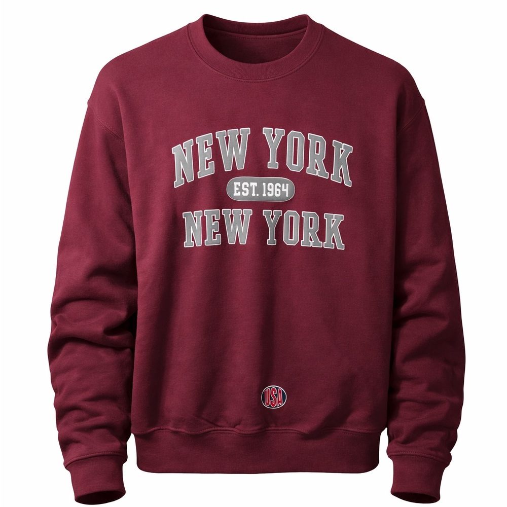 Gildan Unisex burgundy New York Crewneck Sweater